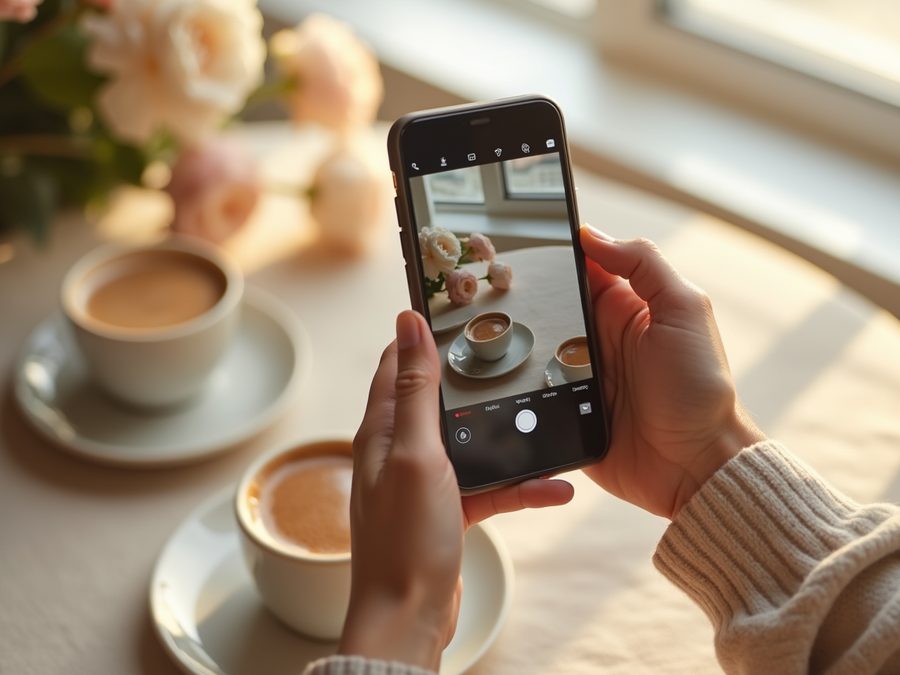 Composing a photo on a smartphone